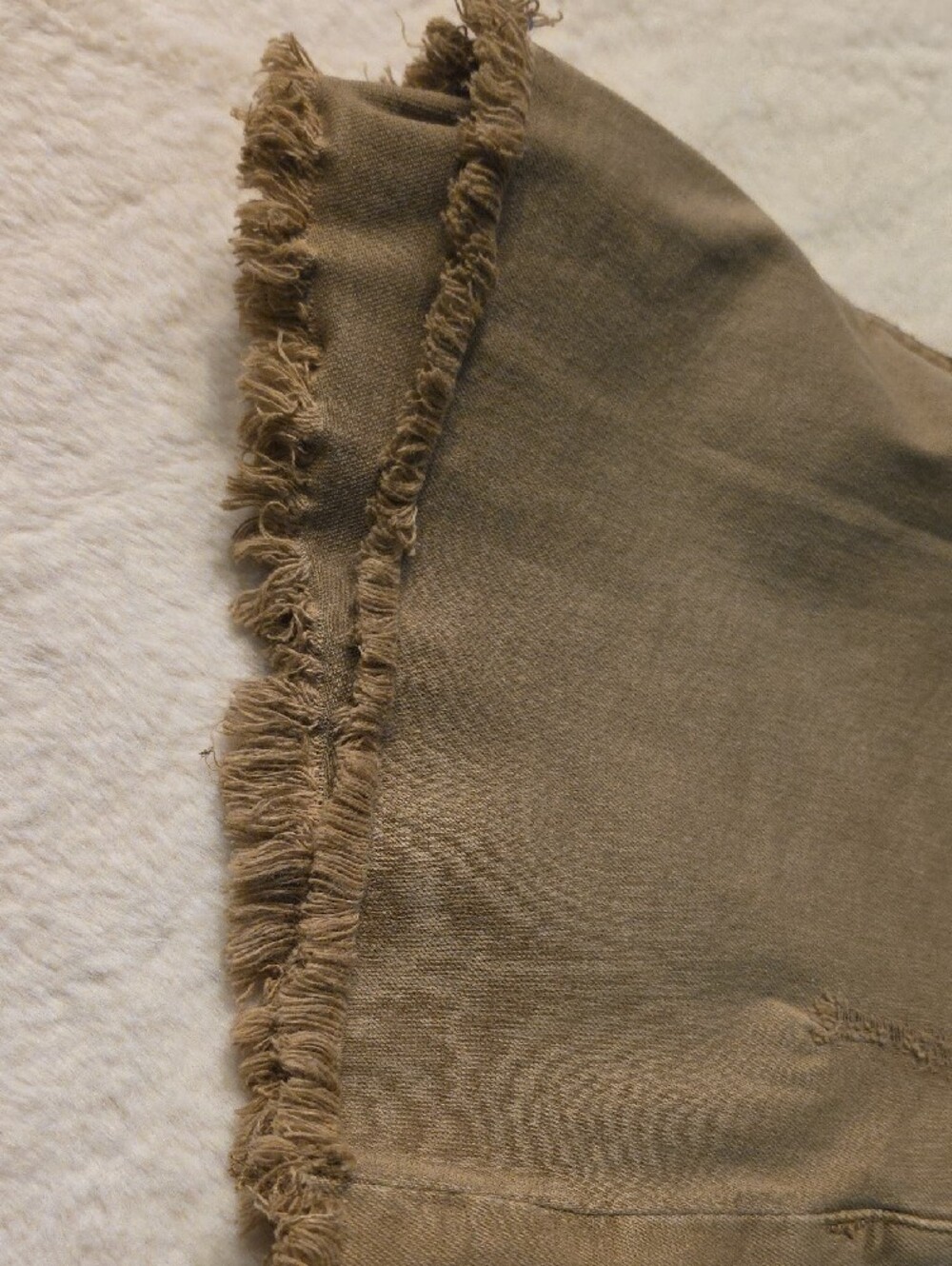 Kut from the Kloth Olive-Tan Frayed Hem Denim Shorts - Picture 14 of 14